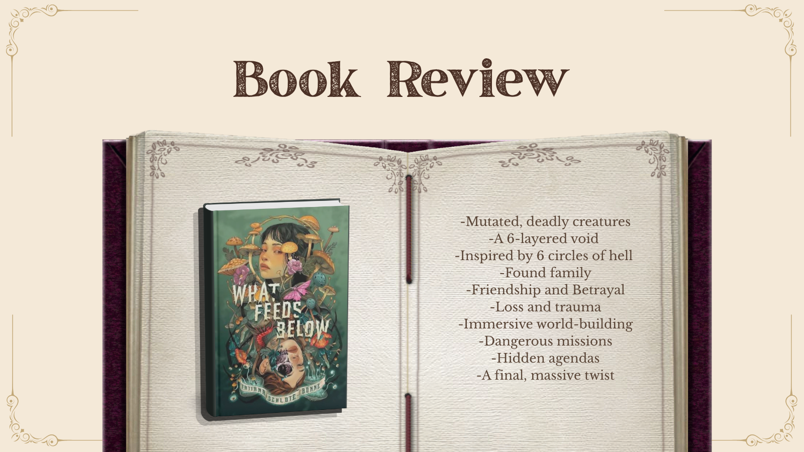 An Extremely unique and pleasantly grotesque YA Horror: What Feeds Below by Tatiana Schlote-Bonne